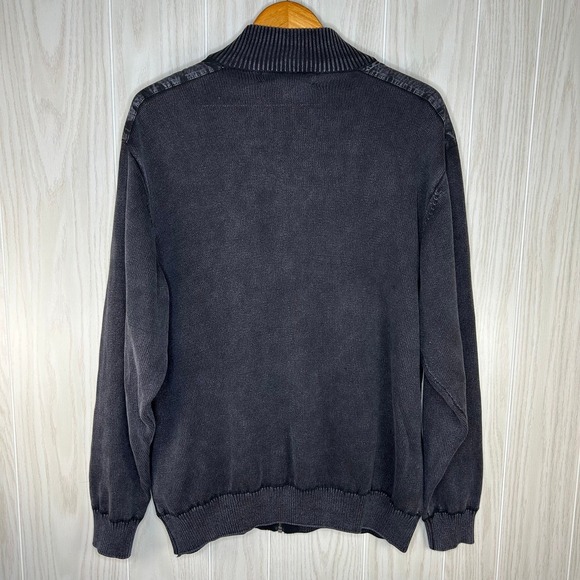 Cabela's Men's Cardigan Sweater SZ L Black Gray Grunge Mineral Wash Faded Look - Picture 6 of 8